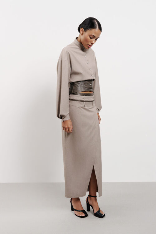 LEATHER DETAIL SKIRT