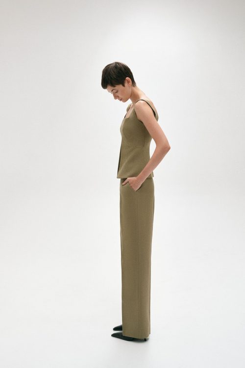 OLIVE STRAIGHT-LEG PANTS