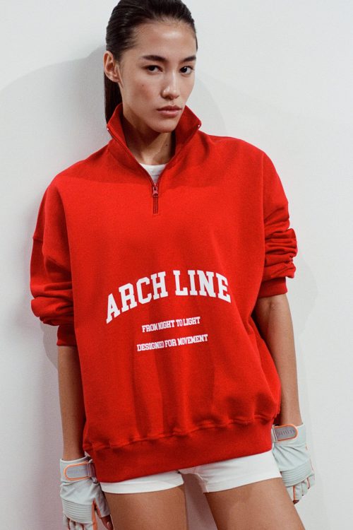 RED HALF-ZIP SWEATSHIRT
