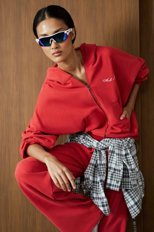 RED FULL-ZIP HOODIE