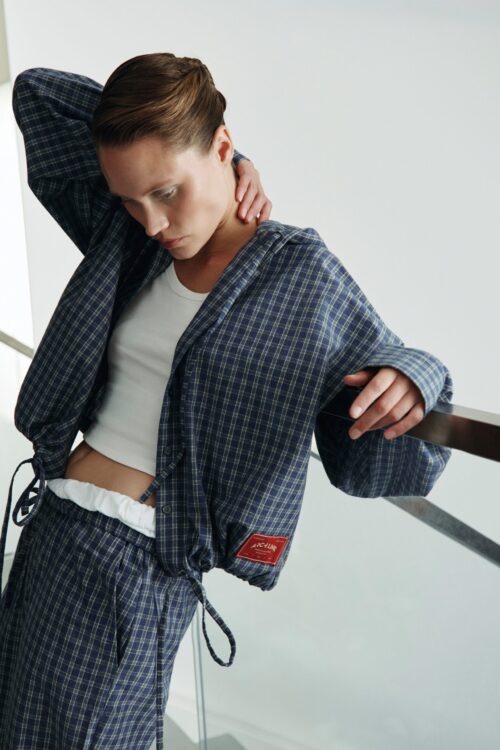 PLAID HOODED SHIRT